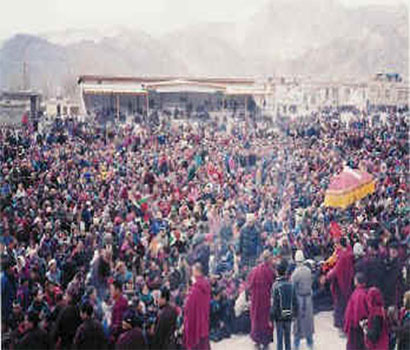 Giving initiation in Ladakh, during winter